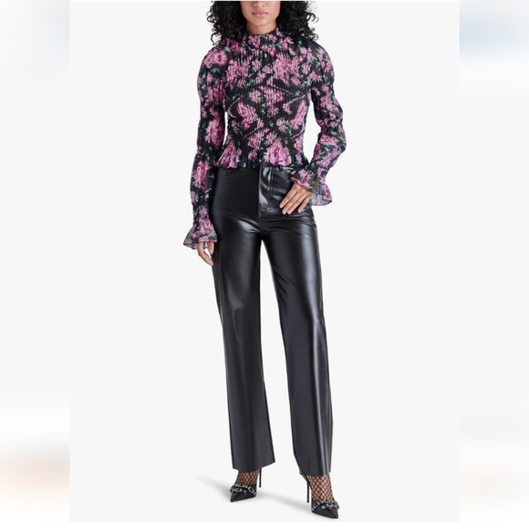 Steve Madden Loren High-Rise Faux-Leather Pants Sz 27 Black - Picture 4 of 9